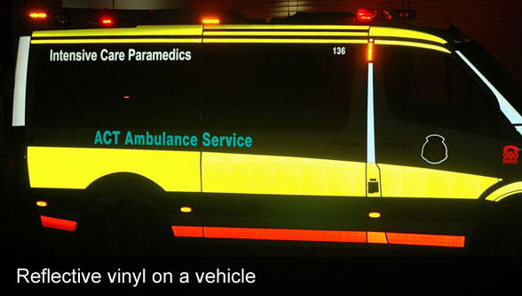 Reflective vinyl wraps and reflective vinyl on emergency vehicles, etc