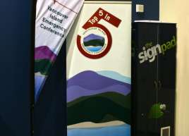 Vancouver Island Emergency Conference Tear Drop Flag and Roll-up Banner